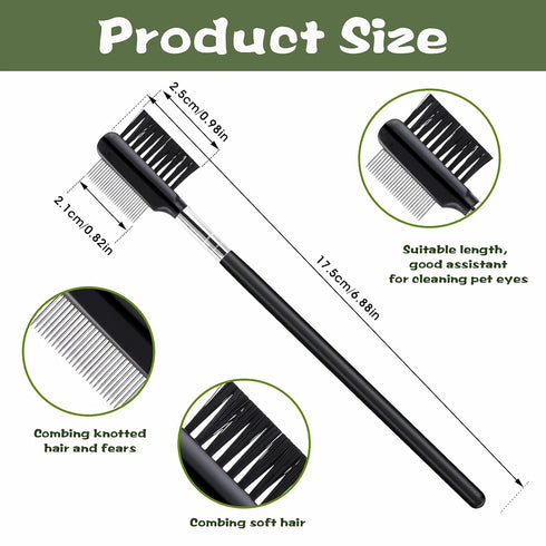 Dog Eye Comb, 2 Pcs Double-Head Tear Stain Remover for Small Dogs, Metal Eye Booger Remover for Cats