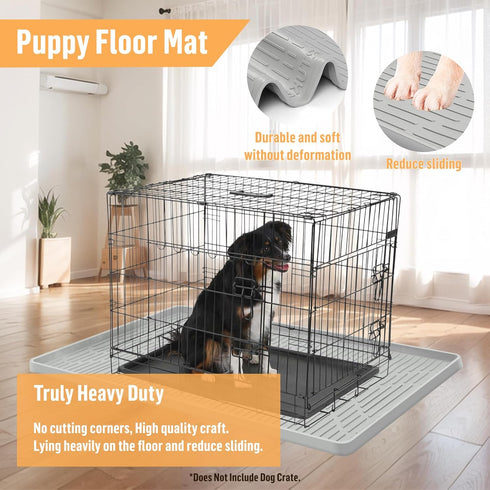 54" 27.5" Silicone Dog Crate Mat, x Crate Liner for Dog Cages, Kennel Mat with Raised Edge, Washable, Waterproof
