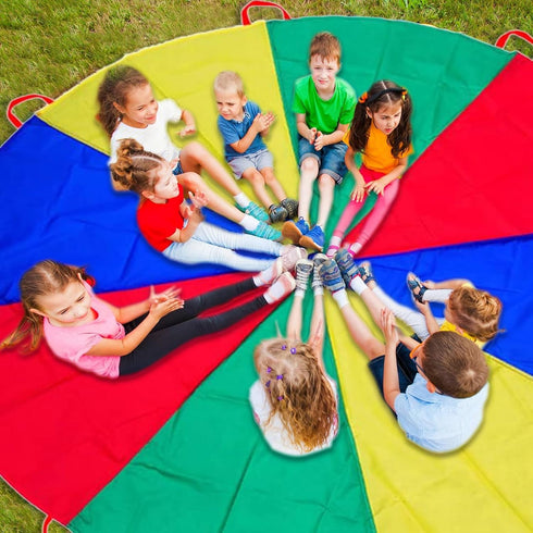 13ft/ 16.4ft/ 20ft Parachute - Kids Play Gymnastics Parachute with Handles for Group Team Cooperative Games,Indoor