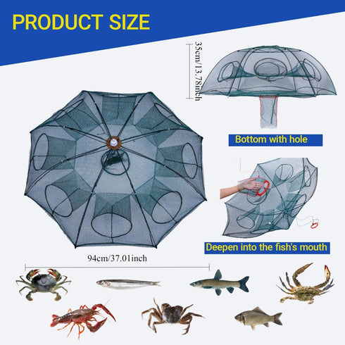 Generic 2 Pack 32ft Foldable Crawfish Trap, Heavy Duty Collapsible Minnow Crab Trap with Specialized Escape Vents