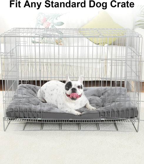 Dog Bed for Crate, Washable Medium Size Plush Dog Kennel Pad, Anti-Slip Sleeping Mat, 29x18 Inch, Grey