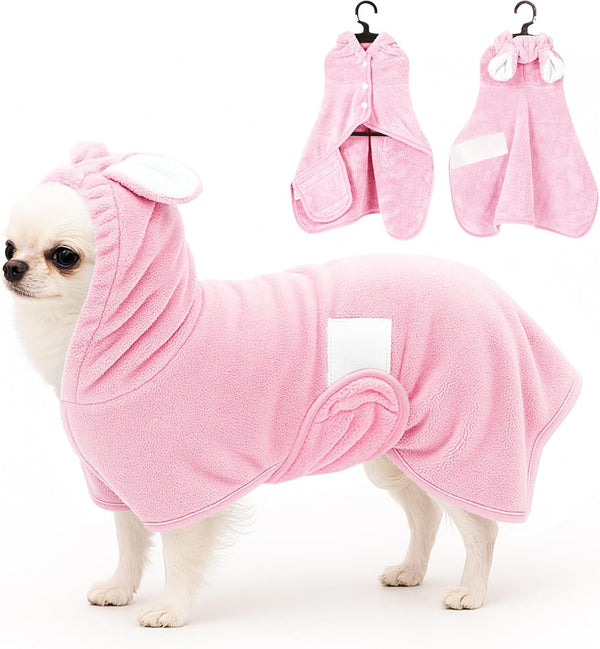 Pet Bathrobe Towel Dog Cat Drying Coat Super Absorbent Cute Dogs Bath