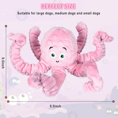 Dog Squeaky Toys Octopus, Tough Plush Toys for Large Medium Small Dogs, Funny Birthday Presents