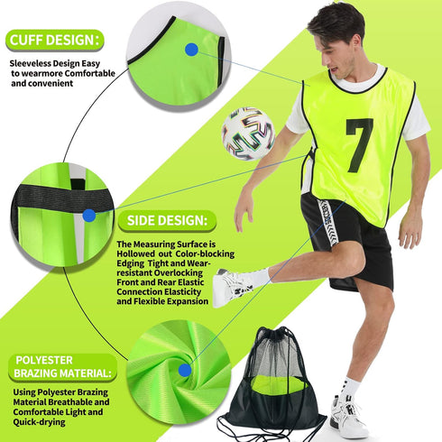 Scrimmage (12 Pack) Training Vest Team Sports Pinnies Jerseys for Adult Youth Soccer Bibs Numbered Practice Jerseys