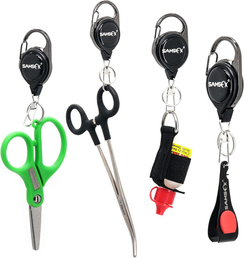 SAMSFX Fly Fishing Zinger Retractor for Anglers, 3pcs Tool Gear Assortment Combo