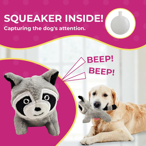 5-Pack Glow Pups Dog Puzzle Plush Toy Tree with Squeaky Raccoons, Interactive Hide and Seek Fun, Promotes Mental