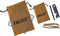Portable Bushcraft Stainless BBQ Cooking Grill Grate, Mini Knife, Fire Starter Kits, Bamboo Cutting Board, Burlap Bag