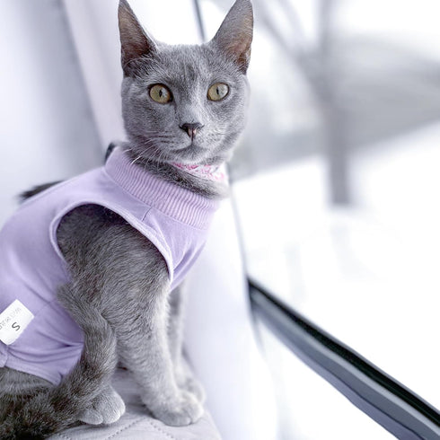 DOTON Cat Recovery Suit for Male and Female, Soft Cone Onesie Shirt Clothes for Post Surgery Neuter Licking Protection