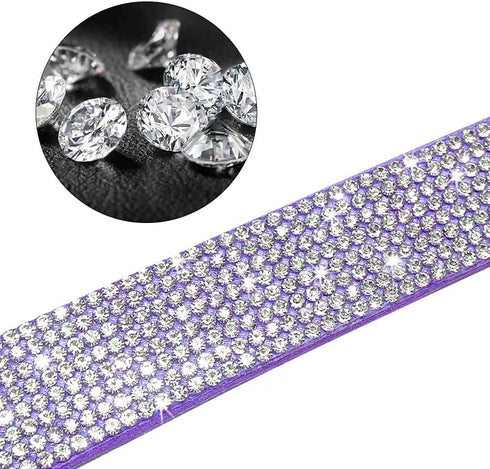 Cute Dazzling Sparkling Soft Suede Leather Bling Rhinestone Collar and Leash Combo Set for Medium Dogs