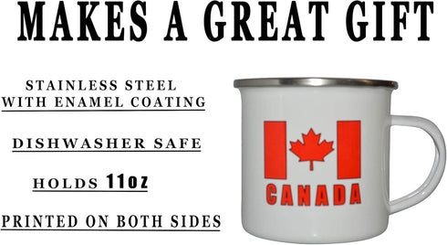 Rogue River Tactical Canadian Flag Camp Mug, Enamel Camping Coffee Cup Gift with Canada Maple Leaf