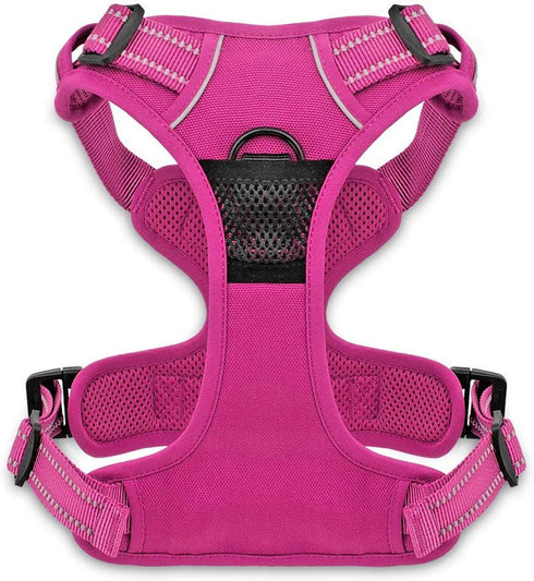 Voyager No Pull Dog Harness for Small Dogs, Adjustable Soft Pet Harness with Dual Leash Attachments, Fuchsia Nylon (S,
