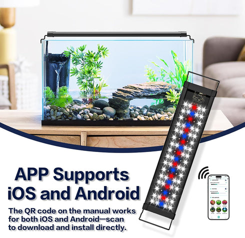 Programmable (WCL20-24B) OYO WATER Smart LED Aquarium Light with App Control, Full Spectrum RGB, Bluetooth Enabled