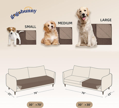 gogobunny 100% Double-Sided Waterproof Dog Bed Cover, Pet Blanket for Furniture Protector, Reversible (30x30 Inch (Pack
