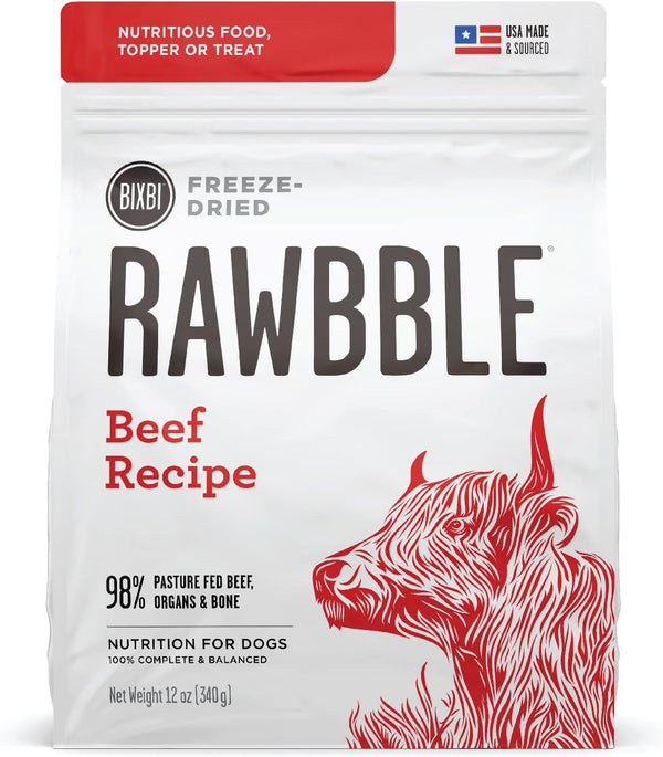 BIXBI Liberty Freeze-Dried Dog Food Topper & Treats, Beef 98% Meat &