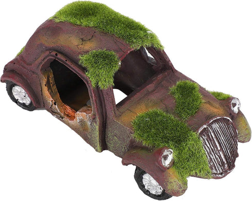 Fish Tank Resin Old Car Decoration, 14X6.5X5 Cm Aquarium Landscape Ornament (Flocking Classic Car)