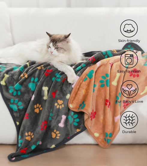 1 Pack 6 Blankets for Dog Cat, Soft Fluffy Fleece Pet Blanket, Warm Cute Print Design for Puppy Kitten (Medium, 30"x20")