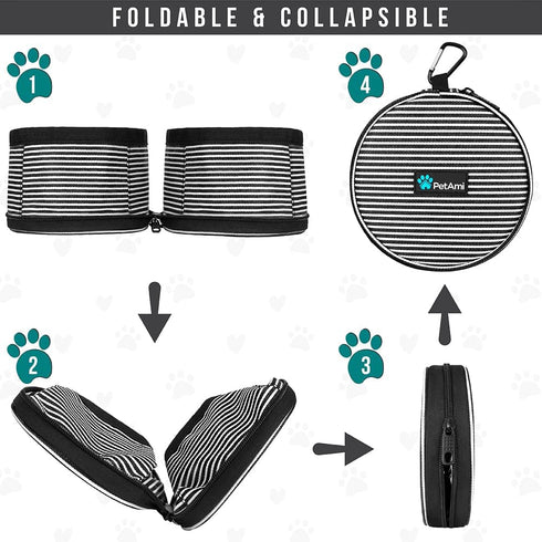 PetAmi Collapsible Dog Food Water Bowls - 2 Travel Bowls Kit, Portable No Spill, Foldable Lightweight BPA Free Leakproof