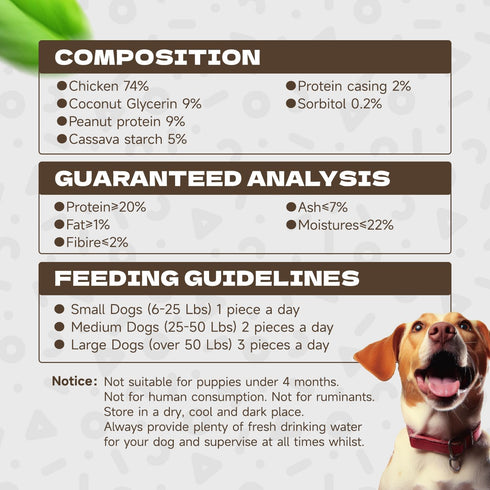 8oz/226g Soft Dog Treats, Chicken Jerky Wrapped Chicken Sausage, Rawhide Free Dog Chews High Protein Low Fat Training