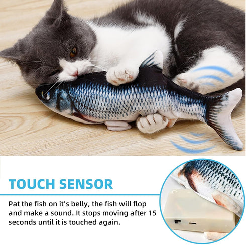 Tocirelo Flopping Fish Cat Toy with Catnip, 11" Electric Plush Wiggle Fish for Indoor Cats, Kicker Dog Toy