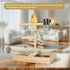 vibriskape Bird Playground, Natural Wood Bird Play Stand with Stand Perch, Two Toys, Two Food Cups, and Removable Tray