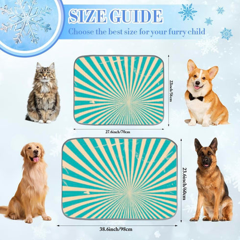 imiBBWQu Summer 27" 22" Cooling Pad Sky Blue Stripes Vintage Pet Mat for Outdoor Washable Dog Cooling Mat Pad Smart Pet