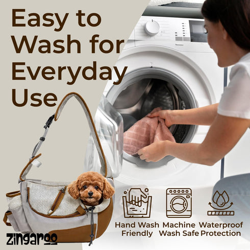 Zingaroo 10lbs Set Hands-Free Sling Pet Carrier for Cats and Small Dogs up to Travel Includes Foldable Water Bowl & ID