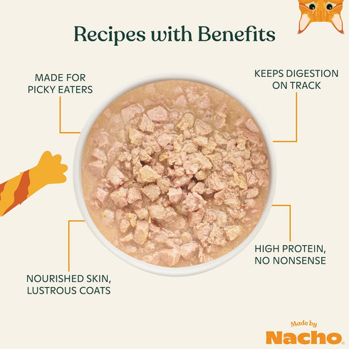 Made by Nacho Wet Cat Food - Grass-Fed, Grain-Finished Minced Beef in Bone Broth, High Protein, 2.5oz Cups (10 Pack)