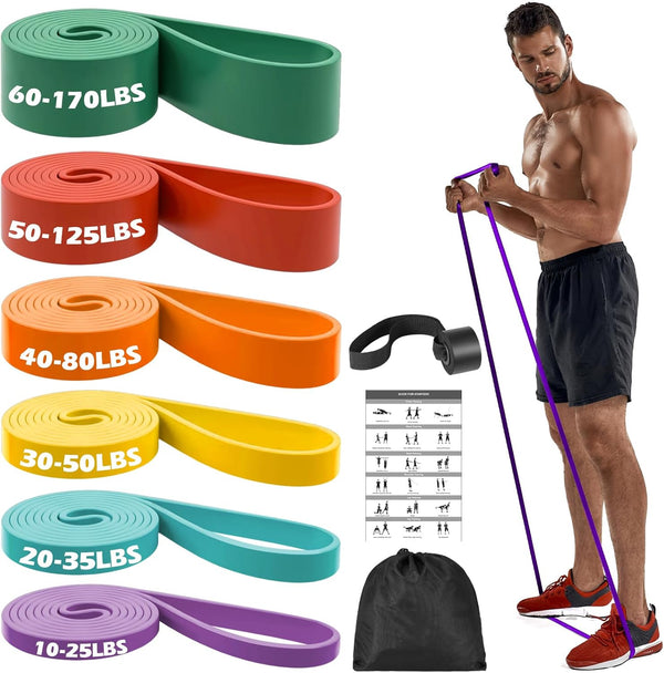 Zacro Resistance Bands, 6 Resistance Levels Pull Up Assistance Bands for Men & Women, Heavy Duty Set with Door Anchor