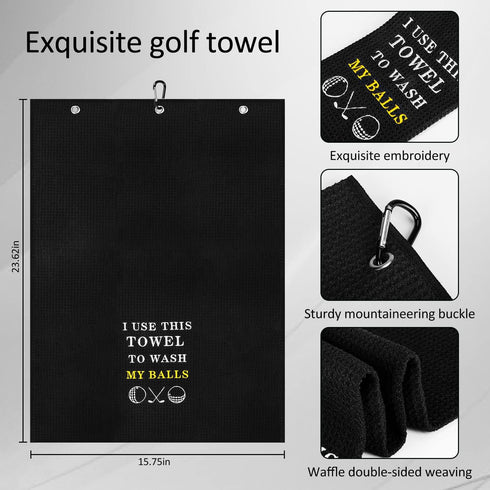 Funny Golf Towel, I Use This Towel to Wash My Balls, Embroidered Golf Gifts for Men with Clip