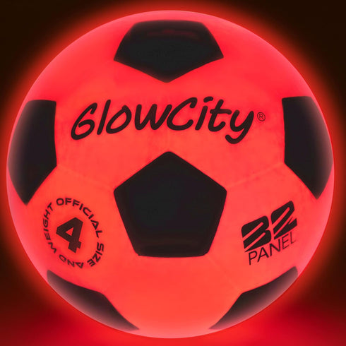 GlowCity Glow in The Dark Soccer Ball, Light Up Indoor/Outdoor Soccer Ball with 2 LED Lights, Pre-Installed Batteries