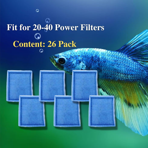 26 Pack Replacement Aquarium Filter Cartridge, Fit for Aqua-Tech 20-40/30-60 Gallon Power Filters