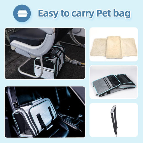 Expandable Pet Carrier - Airline Approved for Small Pets, Removable Pad and Pockets, TSA Compliant