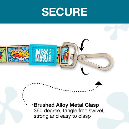 Max & Molly Classic Dog Leash, Durable Neoprene Fabric, Comfort Grip Handle, Brushed Silver Hardware, Machine Washable