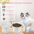 Ceramic Elevated Cat Bowls, 2Pc Extra Wide Raised Bowls for Food and Water, Shallow Whisker Friendly Dish (White)