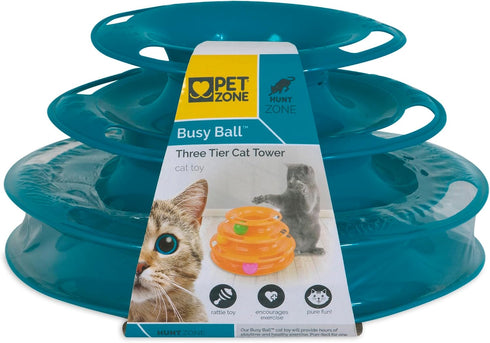 3 Pet Zone Busy Ball Three Tier Cat Tower Plastic Rattle Toy Fun Cat Toy with Balls for Hunting Instincts