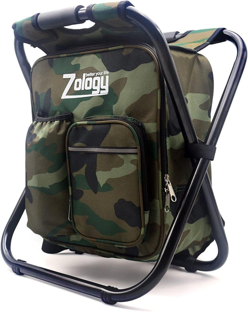 Folding Camping Chair Stool Backpack with Cooler Insulated Picnic Bag for Outdoor Fishing and Hunting