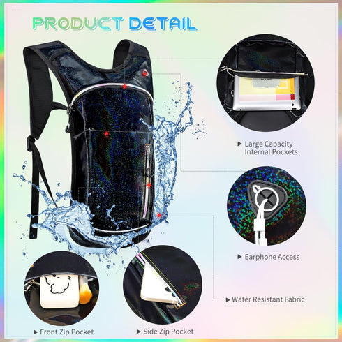 Hydration Backpack with 2L Water Bladder, Lightweight Insulation Pack for Men and Women, Raves, Hiking