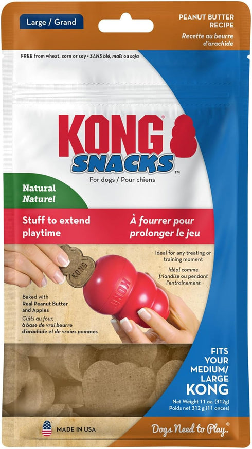 KONG Peanut Butter Baked Snack Treats for Dogs, Specially Shaped for Large Rubber Toys, Extended Play (Large) (3 Pack