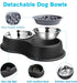 Dog Bowls, Double Dog Water and Food Bowls, Stainless Steel with Non-Slip Resin Station for Puppy and Medium Dogs