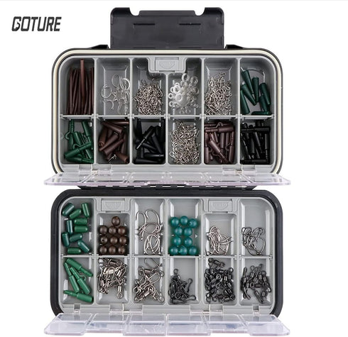 Goture Small Tackle Box, Waterproof Fishing Lure Boxes, 2-Sided Adjustable Small Plastic Case Storage Containers (Black)