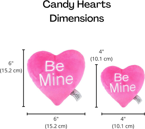 Midlee Candy Heart Valentine's Dog Toy, Set of 4 Large Plush Squeaky Toys