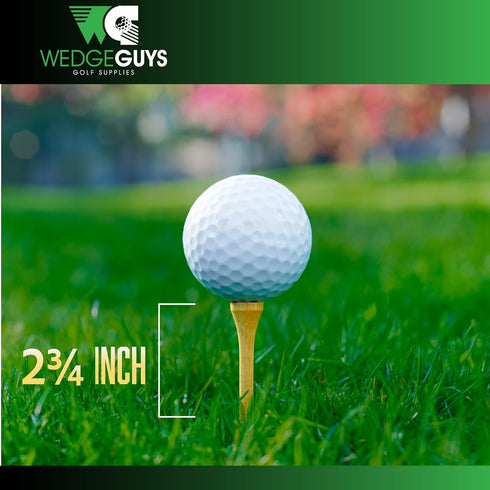 Wedge Guys Bamboo Golf Tees - 1-1/2, 2-3/4 & 3-1/4" | 100, 250, 500 or 1000 pcs, Biodegradable & PGA Approved