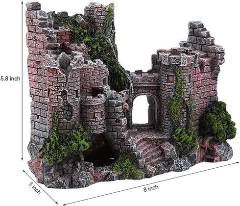 Large Fish Tank Decorations Castle Aquarium Decorations Large Resin Coral Castle Ornaments Fish House Breed Tank Decor for Marine Betta Fish Tank Landscape