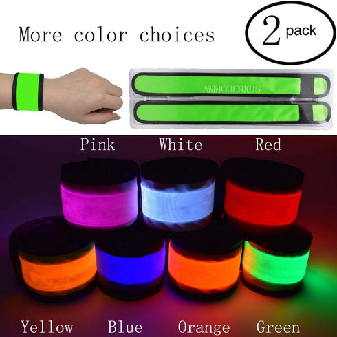 LED Glow Slap Bracelets - Light Up Wristbands for High Visibility Safety Gear, Fits Women Men
