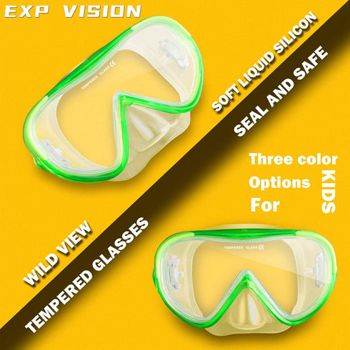 Kids Snorkel Swim Mask, Child Diving Mask Anti-Fog Goggles with Nose Cover for Snorkeling, Swimming