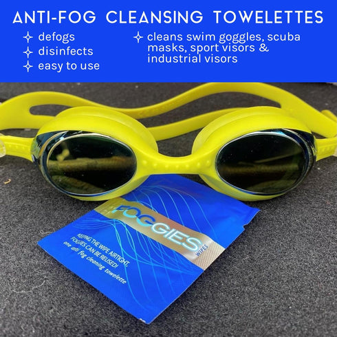 Foggies 6-Pack 2-in-1 Anti-Fog Towelettes | Lens Cleaner & Anti-Fog Wipe | Cleans and Defogs Goggles, Glasses & Masks |