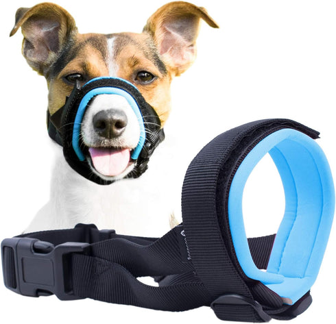Gentle Muzzle Guard for Dogs Prevents Biting Unwanted Chewing Safely New Secure Comfort Fit Soft Neoprene Padding (L,