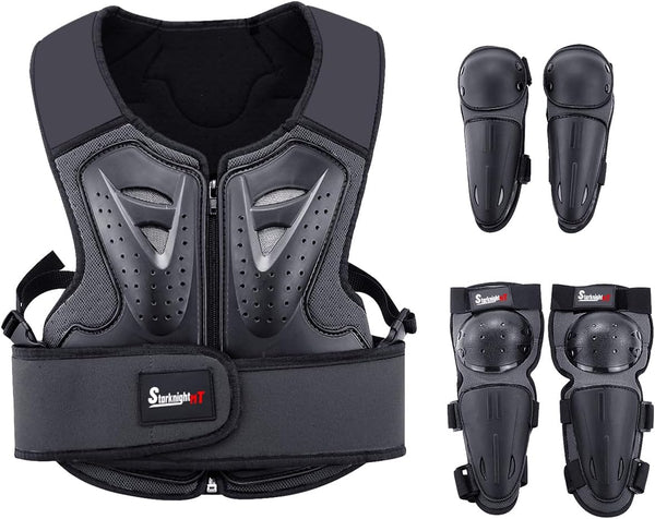StarknightMT Kids Motorcycle Armor Suit - Youth Riding Protective Gear Chest Protector for Dirt Bike, Black