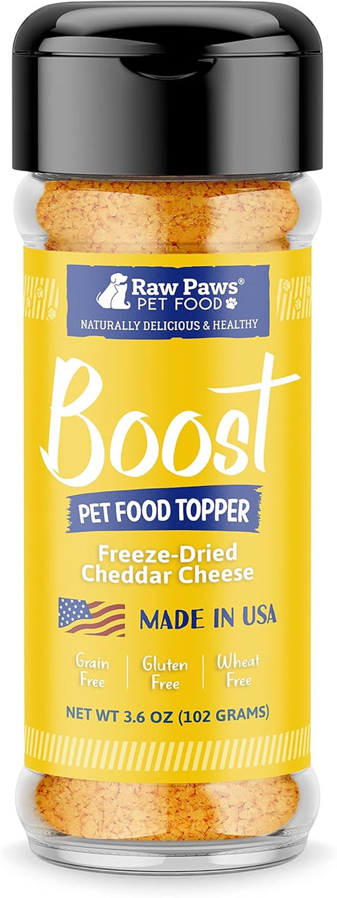 Raw Paws Boost Pet Food Topper Freeze-Dried Cheese, 3.6-oz, Made in USA, Dog Food Toppers
