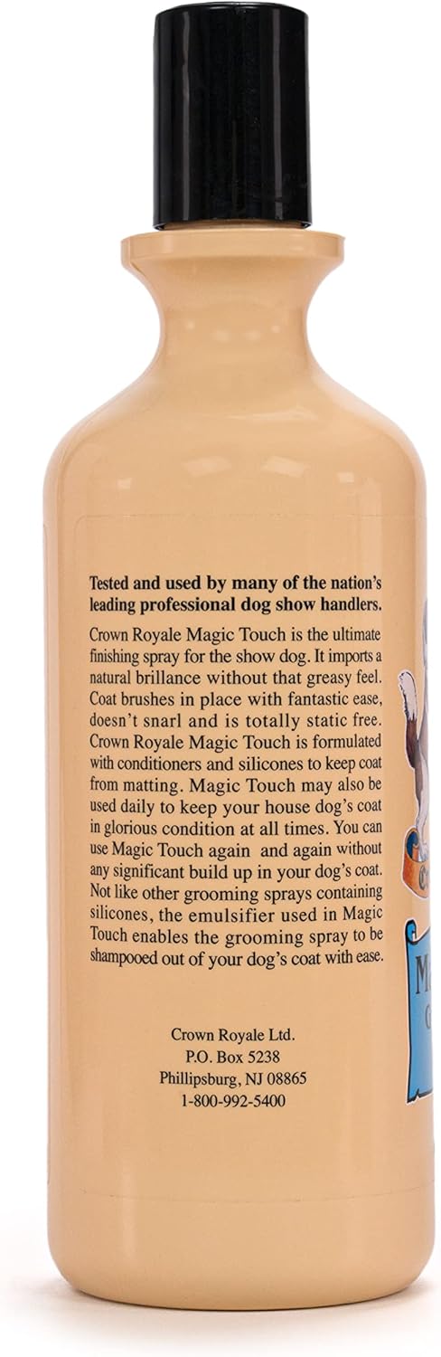 Crown Royale Magic Touch Formula 1 Pet Grooming Spray Concentrate, No Heavy Build-Up, 16 oz Finishing Spray